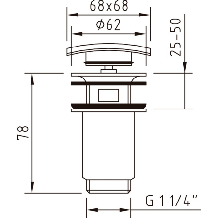 Донный клапан CLEVER HYDRA с переливом, система QUICK-CLAC 1-1/4", металл, хром