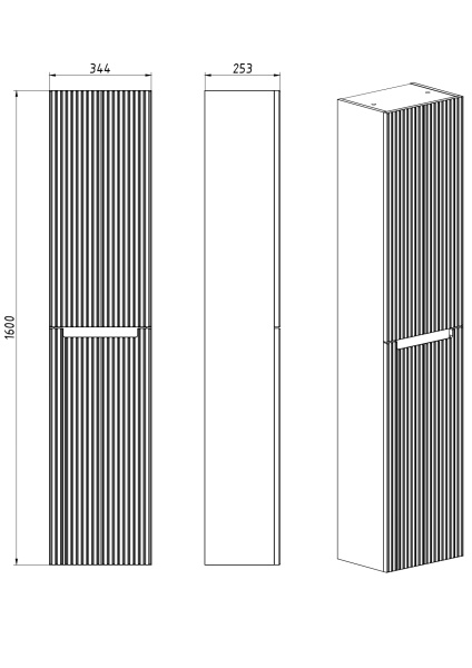 Dreja  EUPHORIA, 35 см, Пенал подвесной/напольный, 2 дверцы, 2 полки, серый базальт матовый