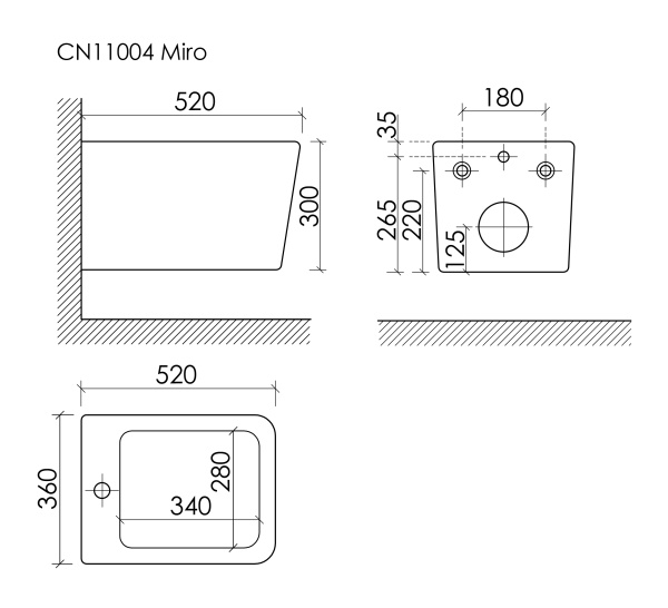 Ceramicanova Биде подвесное Ceramicanova Miro с крепежом для скрытого монтажа белый