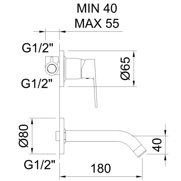 CLEVER AGORA XTREME Смеситель для умывальника, встраиваемый, черн. матов.