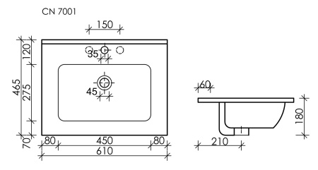 Ceramicanova Умывальник накладной прямоугольный Element 610*465*180мм