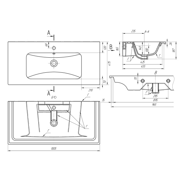 641235 Умывальник Эйфория 100 MYJOYS