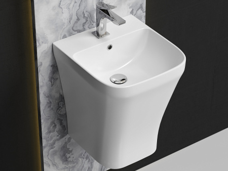 Ceramicanova Раковина моноблок подвесная DION, с отверстием под смеситель