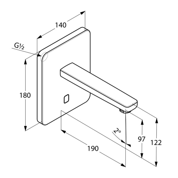 KLUDI ZENTA  E Электронный смеситель для умывальника, предв.установка.темп., 190 мм, 230V / 6V