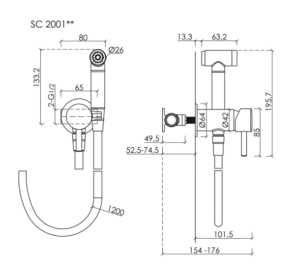 Sancos Гигиенический душ Atom, черный мат.