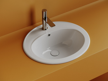 CERAMICANOVA Раковина встраиваемая сверху Sun с отв. слива - перелива овальной формы 565x495x200
