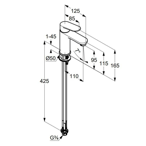 KLUDI X1 Смеситель для раковины, без донного клапа, черный матовый