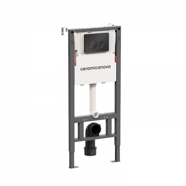 Ceramicanova система инсталляции Balance с кнопкой смыва Circle, цвет черный матовый, с креплениями