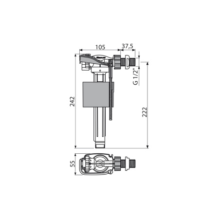 ALCAPLAST Арматура, Впускной механизм A160-1/2", с боковой подводкой и металлической резьбой