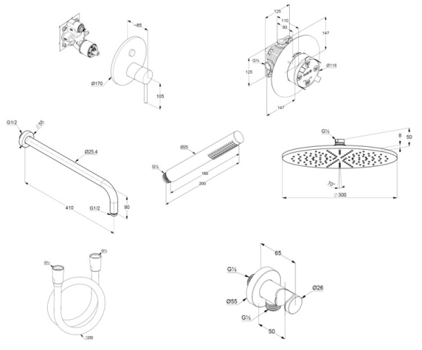 KLUDI BOZZ Душевой комплект (7 в 1), белый