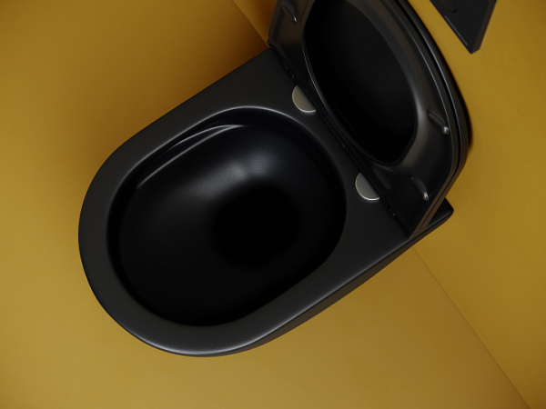 Ceramicanova унитаз подвесной Vogue Торнадо, с ультратонким сиденьем с микролифтом, черный матовый