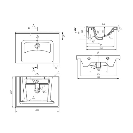 640214 Умывальник "Гармония 65"