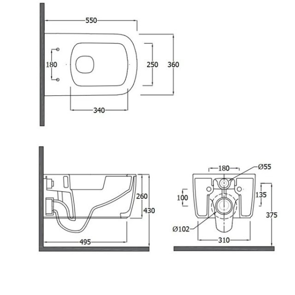 KLUDI RESA S унитаз подвесной, Торнадо смыв, без крышки, белый матовый