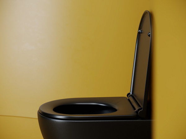 Ceramicanova унитаз подвесной Vogue Торнадо, с ультратонким сиденьем с микролифтом, черный матовый