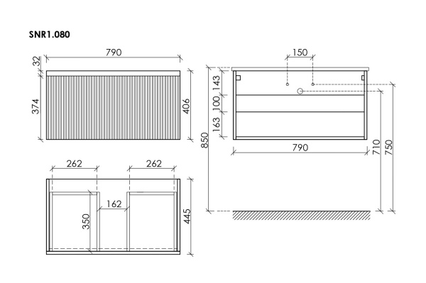 SANCOS Тумба подвесная Snob R 1.0 790х445х406, один ящик, дов. скрытого монтажа, Beige Soft