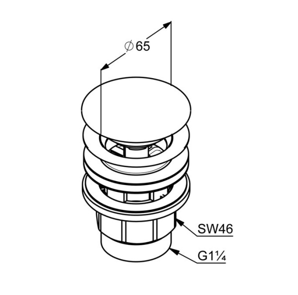 Донный клапан для раковины KLUDI с отверстием для перелива (пластик)
