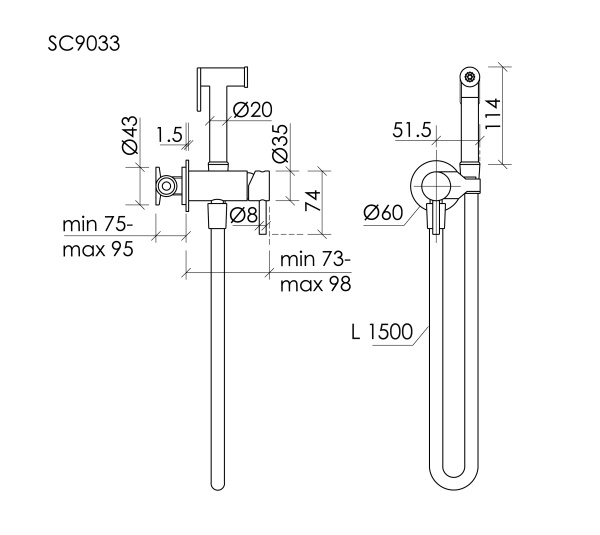 Sancos Гигиенический душ Etna, вороненая сталь