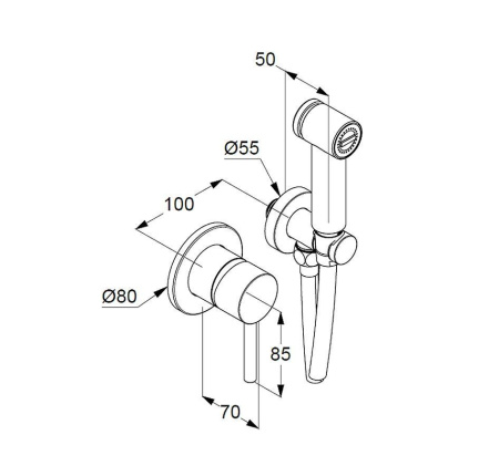 KLUDI BOZZ Гигиенический душ со смесителем, со встраиваемой частью, Brushed Gold