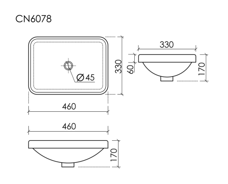 Ceramicanova Умывальник встраиваемая сверху прямоугольный Element 460x330x170