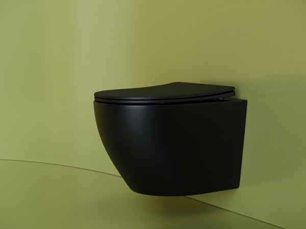 Ceramicanova Унитаз подвесной Uno Rimless с ультратонким сидением, микролифт, черный мат.