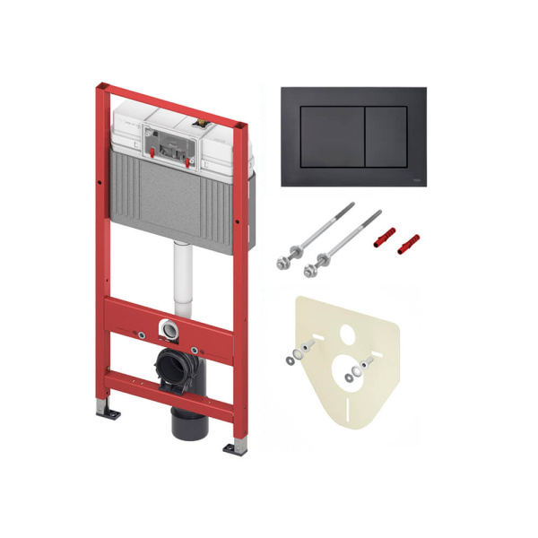 9400414 TECEnow Комплект для установки подвесного унитаза, панель черная матовая