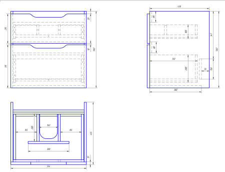Dreja Q 60 см, Тумба под умывальник подвесная, 2 ящика, белый глянец