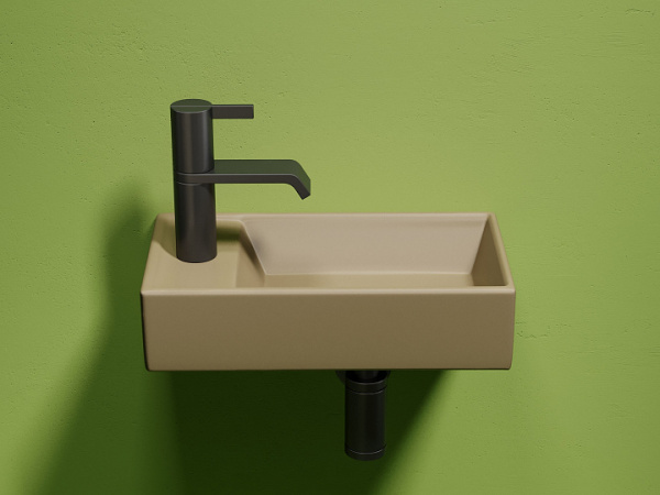 Умывальник подвесной прямоугольный (чаша справа, отверстие под смеситель слева) цвет капучино матовы