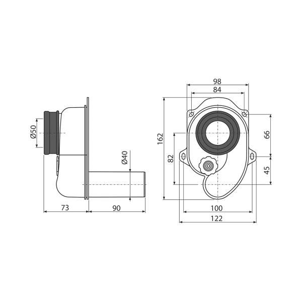 ALCAPLAST Сифон гориз. для писуара