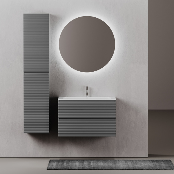 Sancos Тумба подвесная Folk, с рельефным фасадом, c двумя ящиками 790х445х500 темно серый