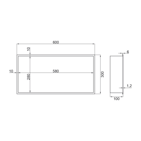IO Полочка встраиваемая в нишу 60X30X10, оружейная сталь