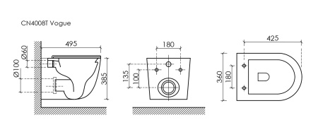 Ceramicanova Унитаз подвесной Vogue Торнадо, с ультратонким сиденьем, микролифт, белый 