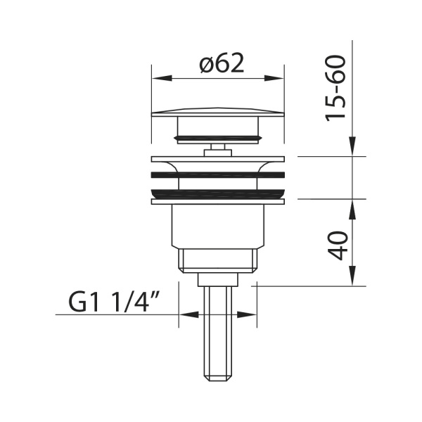 Донный клапан CLEVER LEO quick-clac 1¼", черный матовый