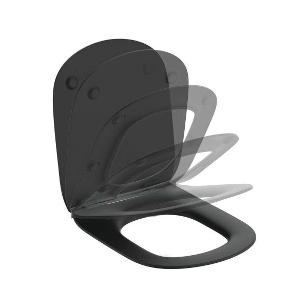 IS TESI Стульчак м/л тонкий, легкосъемный, шарниры металл/пласт., Silk Black (Черный матовый)