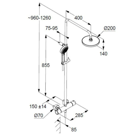 Душевая система KLUDI DIVE DUAL SHOWER SYSTEM с термостатом sDive  