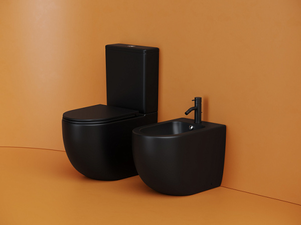 Напольный пристенный унитаз Metropol смыв Торнадо черный матовый CN4001TMB