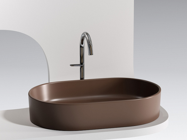 Ceramicanova Умывальник накладной овальный Element 608*385*122мм, темно-коричневый мат.