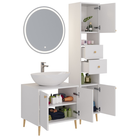 *Dreja LUNO 60см, Тумба напольная, 2дв., белый глянец, под ум. Триумф