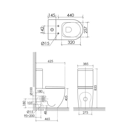 Ceramicanova  Чаша унитаза METROPOL Торнадо, ниж. под, горизонт. выпуск, креп. и сид.-крыш., белый 