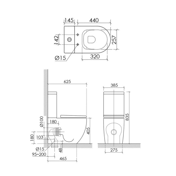 Ceramicanova  Чаша унитаза METROPOL Торнадо, ниж. под, горизонт. выпуск, креп. и сид.-крыш., белый 