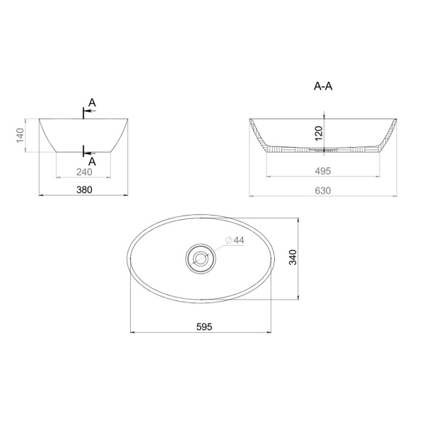 Умывальник Kupala LUKA накладной 630х380х140 мм белый матовый