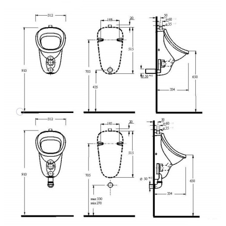 37108201 Eri Писсуар с гигиеническим покрытием в комплекте с сифоном (внешняя подводка) 37108201