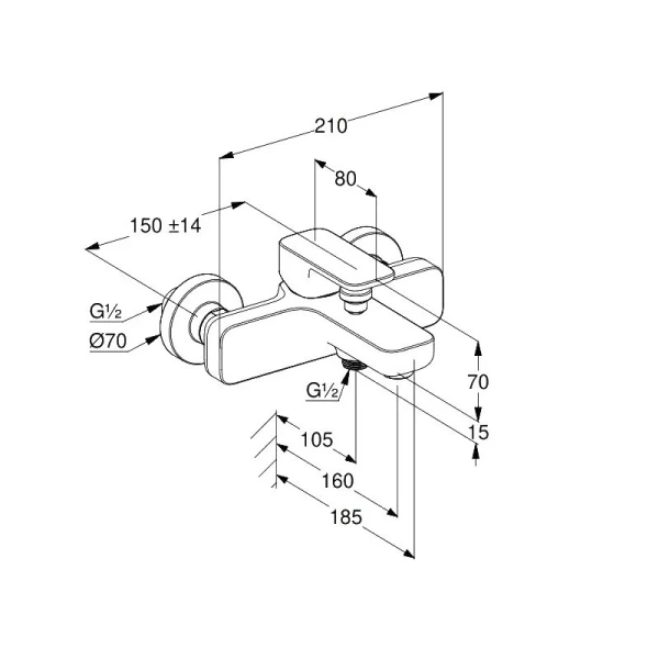 KLUDI RENON Смеситель для ванны и душа, браш.золото