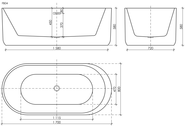 Sancos Ванна Fiori акриловая отдельностоящая, белая, слив-перелив донный клапан "Click-Clack", хром