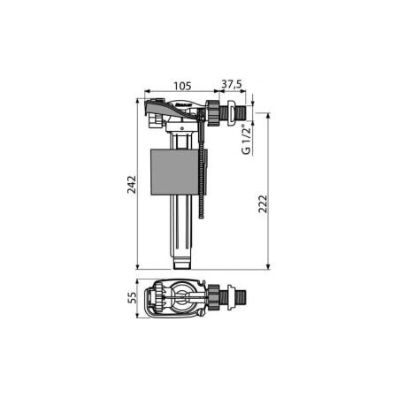 ALCAPLAST Арматура, Впускной механизм A150-1/2", с боковой подводкой для керамических бачков