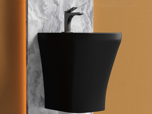 Ceramicanova Раковина моноблок подвесная DION с 1 отверстием для смесителя, 365*400*455, черный мат