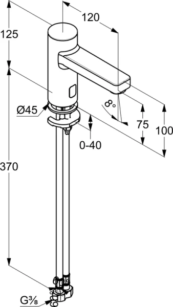 KLUDI ZENTA E Смеситель для раковины сенсорный, предв.установка.темп., 230V
