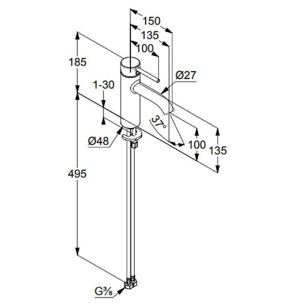 KLUDI BOZZ Смеситель для раковины 100 мм, Brushed Gold
