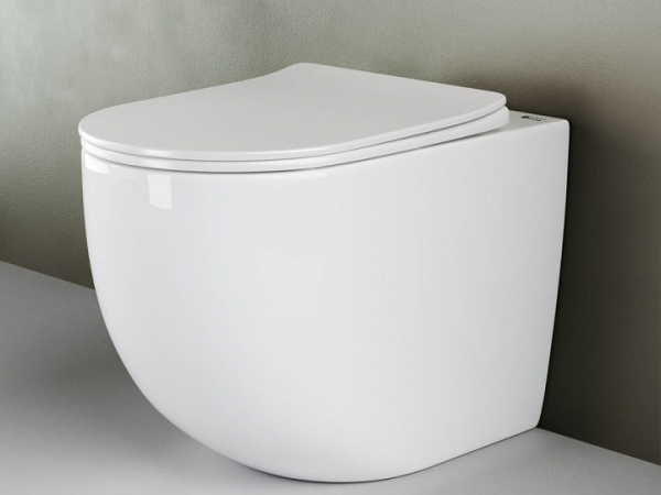 Ceramicanova Унитаз напольный пристенный Mia Rimless,с ультратонким сид.,микролифт, белый