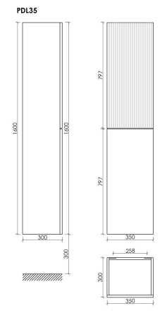 Шкаф-пенал SANCOS Delta подвесной дуб светлый/белый , 350х300х1600 мм, арт. PDL35W