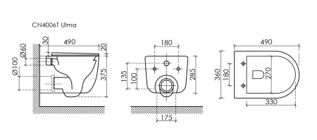Ceramicanova Унитаз подвесной Ulma Торнадо безободковый, с ультрат. сиденьем с микрол., с кр. скрыт